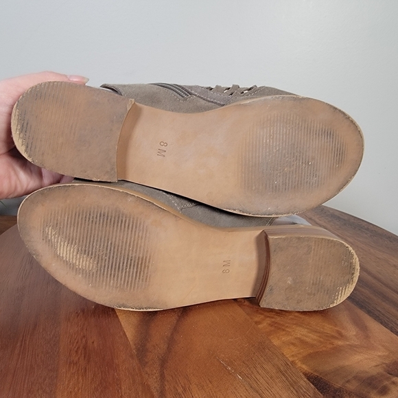 Diba Olive Green Suede Open Weave Peep-Toe Ankle Boots Sandals Size 8 Booties - Picture 11 of 16